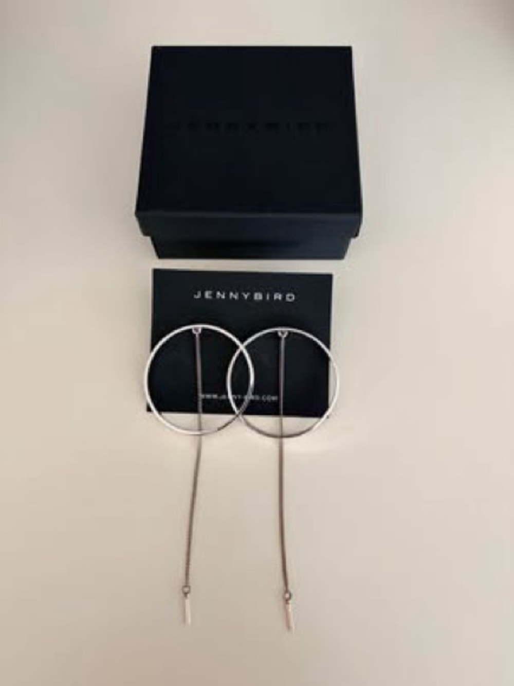 Jenny Bird Silver Threader Hoop Drop Earrings